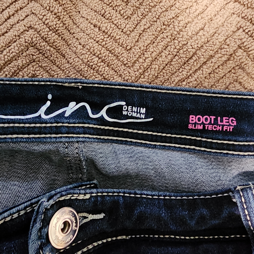 INC International Concepts Women's Boot Leg Jeans - Dark Blue